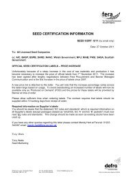 Official Seed Certification Label - Price Increase - Defra