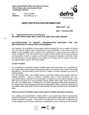 Authorisations To Market Preservation Mixtures For The ... - Defra