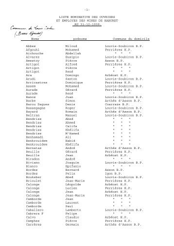 La liste nominative des employés