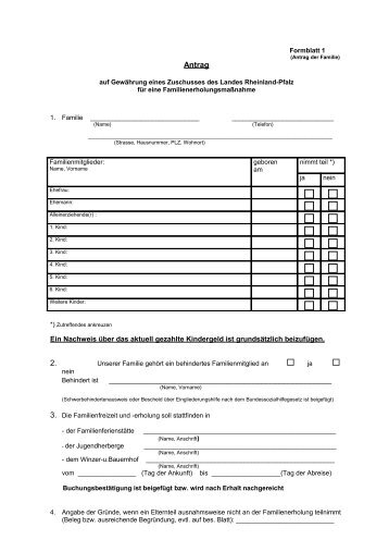 Page 1 Formblatt 1 (Antrag der Familie) Antrag auf Gewährung ...