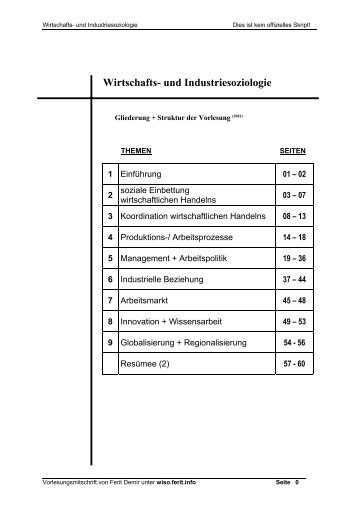 Wirtschafts- und Industriesoziologie