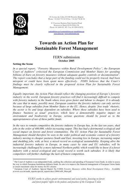 Towards an Action Plan for Sustainable Forest Management