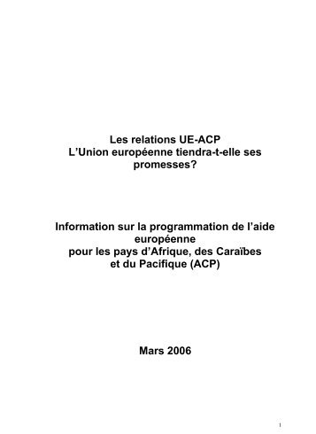 Information sur la programmation de l'aide européenn - Aprodev