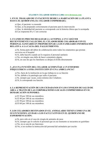 EXAMEN CELADOR SERMAS 2.006 www.fernocas.com 1. EN EL ...