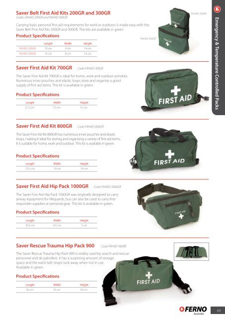 Saver Belt First Aid Kits 200GR and 300GR Saver First Aid Kit - Ferno