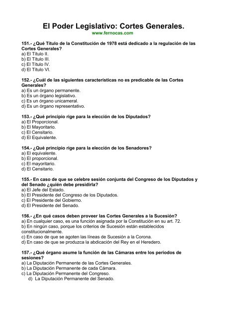 El Poder Legislativo: Cortes Generales. - Fernocas