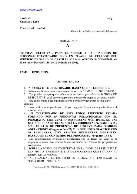 Examen Sacyl 2 009 Fernocas