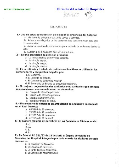 Examen celadores SES 18.05. 2008 - Fernocas