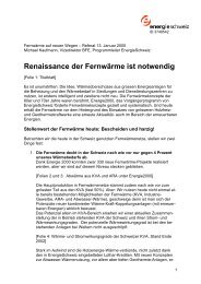 Renaissance der Fernwärme ist notwendig - Verband Fernwärme Schweiz