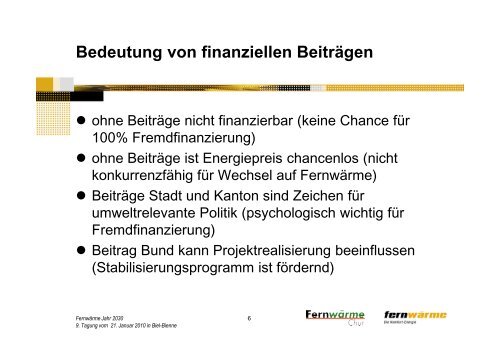 19.6 Mio. CHF - Verband Fernwärme Schweiz