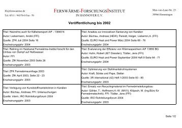 Veröffentlichung bis 2002 - Fernwärme-Forschungsinstitut