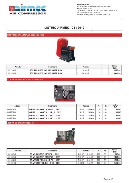 LISTINO AIRMEC 2012 - Ferramenta.Biz