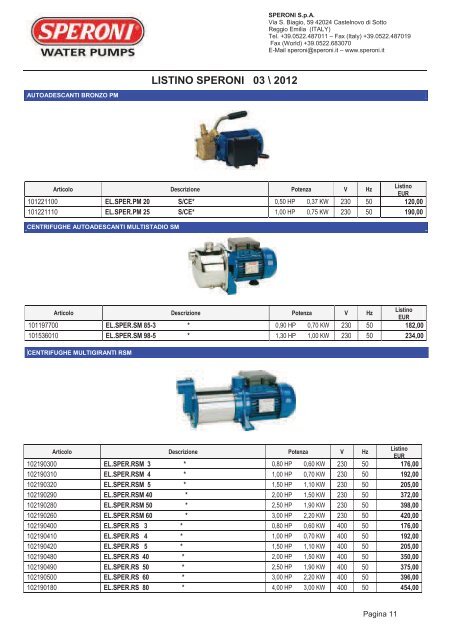 2012_SPERONI_LISTINO SPERONI 2012.pdf - Ferramenta.Biz