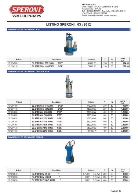 2012_SPERONI_LISTINO SPERONI 2012.pdf - Ferramenta.Biz