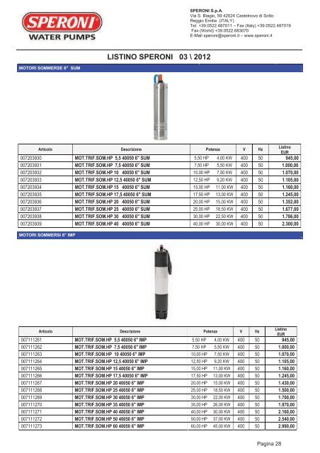 2012_SPERONI_LISTINO SPERONI 2012.pdf - Ferramenta.Biz
