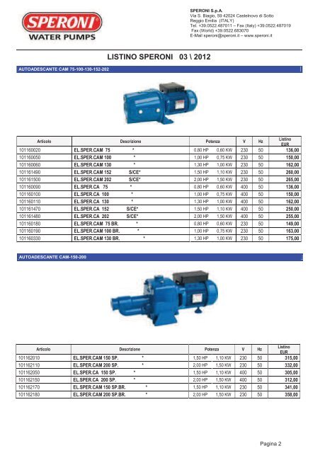 2012_SPERONI_LISTINO SPERONI 2012.pdf - Ferramenta.Biz