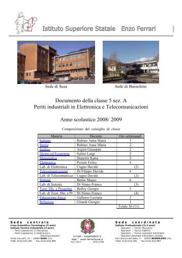 Documento della classe 5 sez. A Periti industriali ... - “Ferrari” di Susa