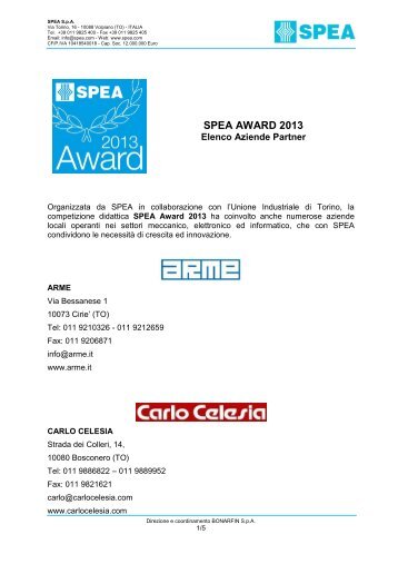 Elenco delle Aziende partner SPEA - "Enzo Ferrari" di Susa
