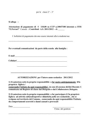 modulo iscrizioni classi II-III-IV-V pagina 2 - “Ferrari” di Susa