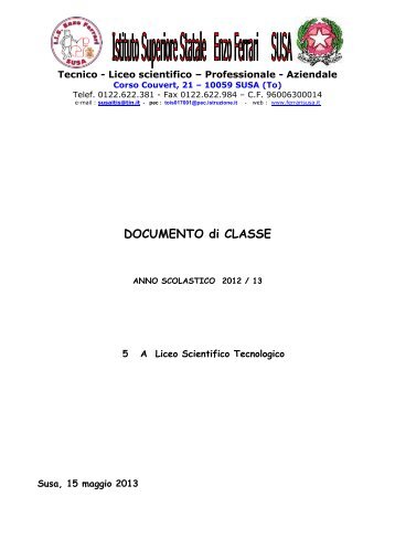 Classe V Liceo Scientifico Tecnologico - "Enzo Ferrari" di Susa