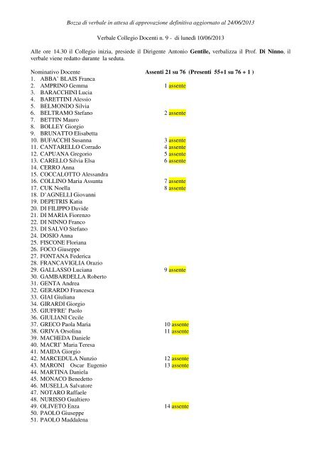 bozza provvisoria verbale Collegio Docenti n.9 a.s. 2012/2013