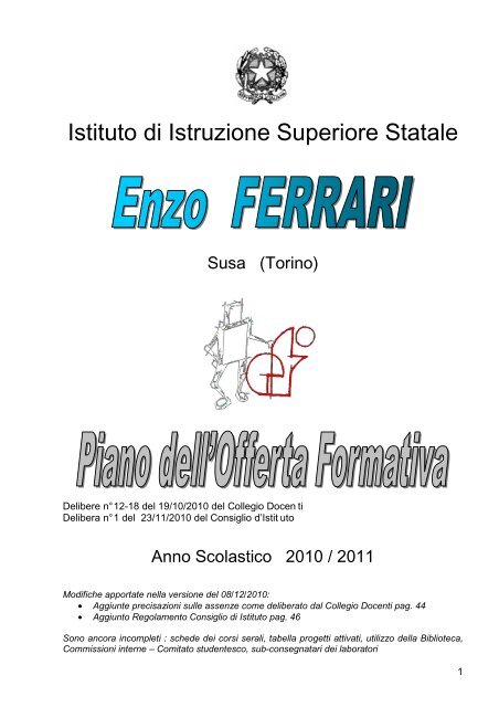 collegamento al POF anno scolastico 2010/2011 ... - “Ferrari” di Susa