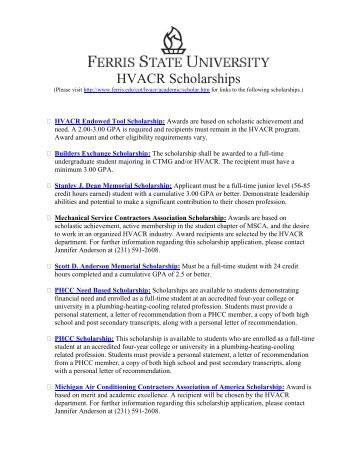 HVACR Scholarships - Ferris State University
