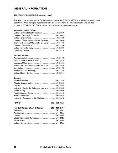 2006-2007 Fact Book - Ferris State University