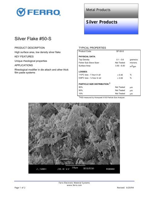 Silver Products Silver Flake #50-S - Ferro