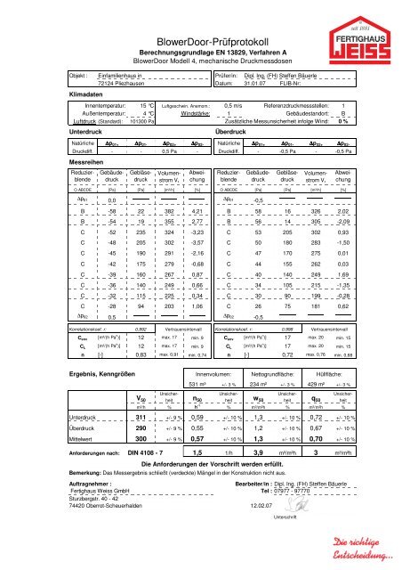 Zertifikat - Fertighaus Weiss GmbH