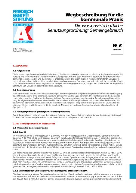 Die wasserwirtschaftliche Benutzungsordnung