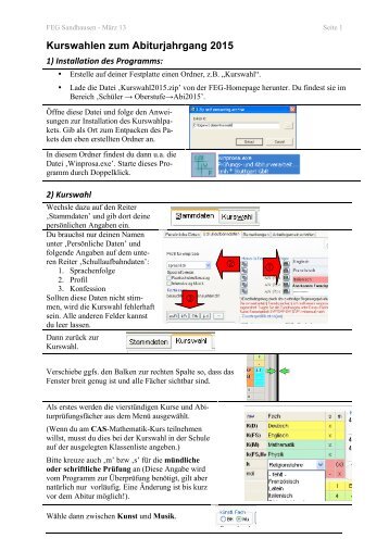 Anleitung zur Kurswahl 2015 - FEG Sandhausen