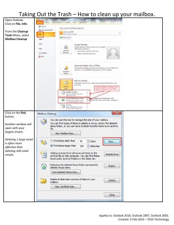 Outlook Mailbox Cleanup Tool