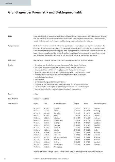 Training and Consulting Seminarplan 2012 - Festo Didactic