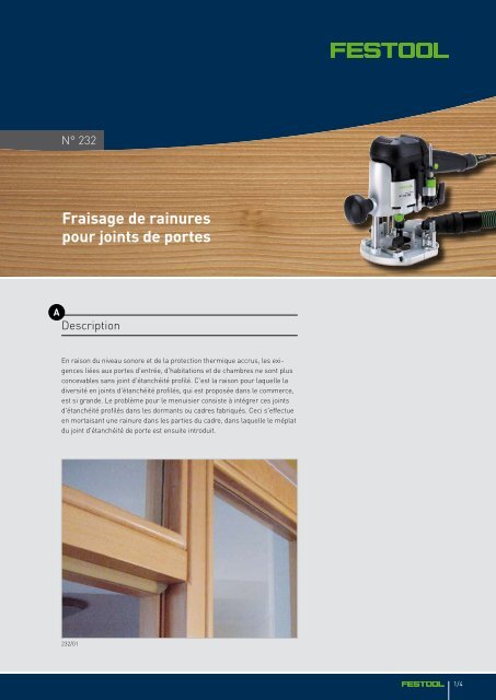 Fraisage de rainures pour joints de portes - Festool