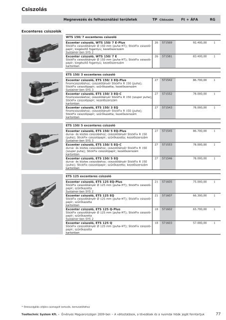 Tartalomjegyzék Oldal - Festool