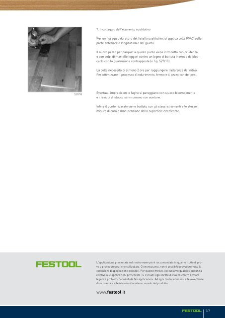 Sostituzione di listelli del parquet con giunzione senza colla - Festool