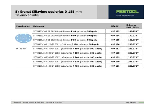 Atsisiųsti visų 2009 metų rudens naujienų aprašymą - FESTOOL