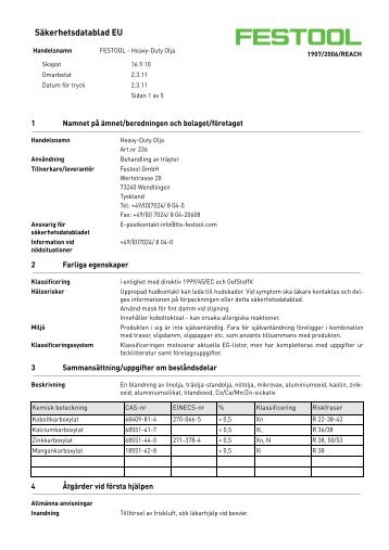 Säkerhetsdatablad EU - Festool