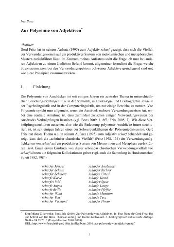 Zur Polysemie von Adjektiven - Festschrift Gerd Fritz