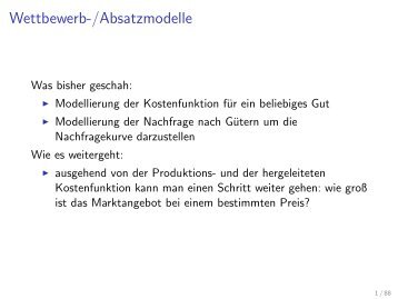 Wettbewerb-/Absatzmodelle