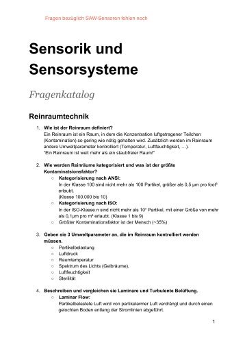 Sensorik und Sensorsysteme