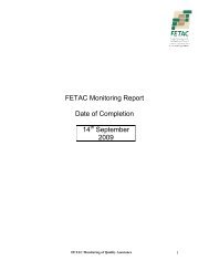 FETAC Monitoring Report Date of Completion 14 September 2009