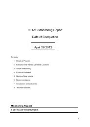 FETAC Monitoring Report Date of Completion April 26 2012