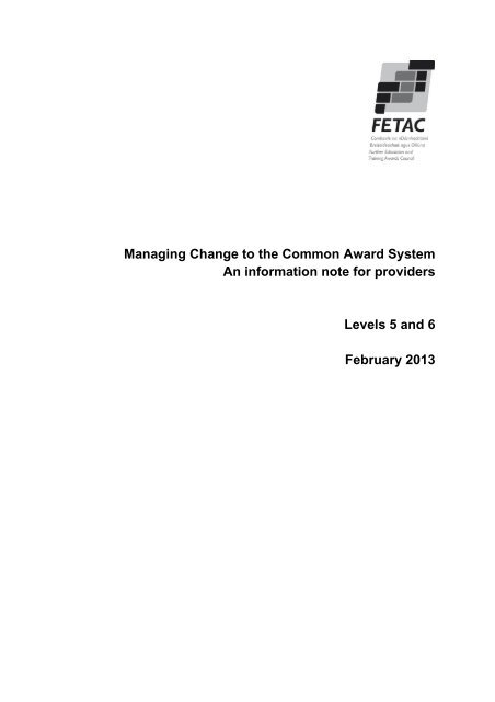 Managing Change to the Common Award System An ... - Fetac