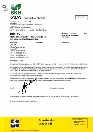 KOMO® productcertificaat - Fetim