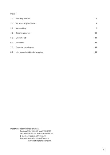 3 Index 1.0 Inleiding Profort 4 2.0 Technische specificatie 5 ... - Fetim