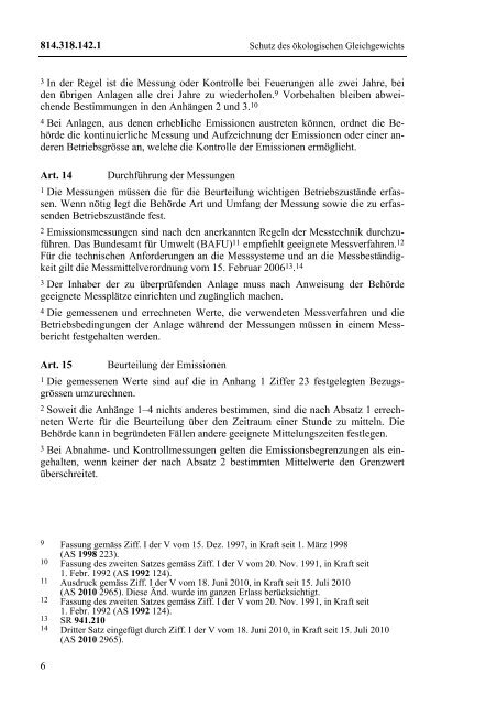 Luftreinhalte-Verordnung 814.318.142.1 - CH