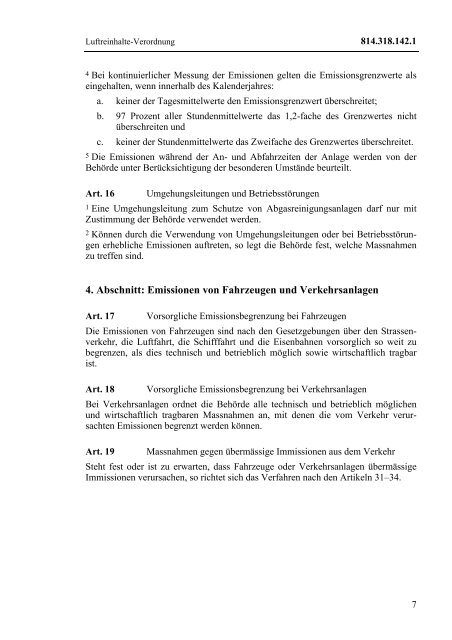 Luftreinhalte-Verordnung 814.318.142.1 - CH