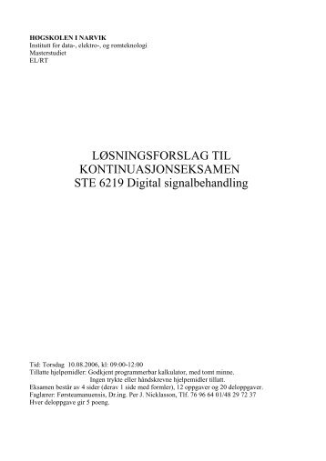 Oppgaver og løsning til kontinuasjonseksamen 2006 - Høgskolen i ...